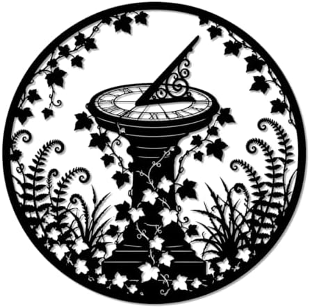 Sundial Garden Ivy Metal Wall Art, Metal Signs, Metal Outdoor Decor, WallArt Decor, Vintage Rustic Style, Elegant Exquisite Wall Decoration, for Living Room, Office, Apartment, College. (Black,20Inch) by Unknown