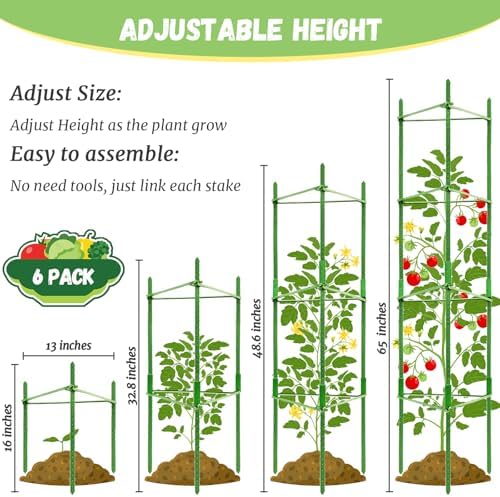 Legigo 6 Pack Tomato Cage for Garden, Up to 48Inch Sturdy Tomato Trellis - Image 2
