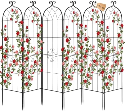 VEVOR 6 Packs Metal Garden Trellis for Climbing Plants Outdoor 71x20in, Rustproof Plant Tall Trellis for Rose Vine Flowers and Vegetables by VEVOR