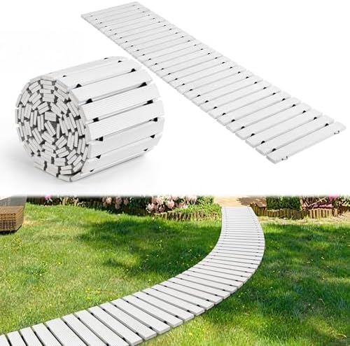 Landical 24ft Wooden Garden Pathway Walkway, Roll Out Outdoor Path,White by Landical