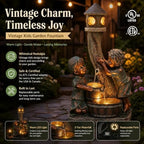 31" Boy and Girl Outdoor Water Fountain LED 3-Tier Waterfall - Image 3