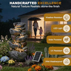 36.2" H Solar Water Fountain Outdoor Garden 5-Tiers Cascading Waterfall - Image 3