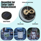 Retisee 12 Pack 3.15 Inch Solar Replacement Tops with 30 LEDs, Waterproof Silicone Lid, Fairy String Lights for Outdoor Garden Lanterns & DIY Decor (White) - Image 3