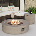 COSIEST 2-Piece Outdoor Propane Firepit Table Set w Tank Table, Certified, 42 inch Gray Fire Table (50,000 BTU) w 16 inches Tank Cover Side Table 20lb for Garden,Pool,Backyard by COSIEST