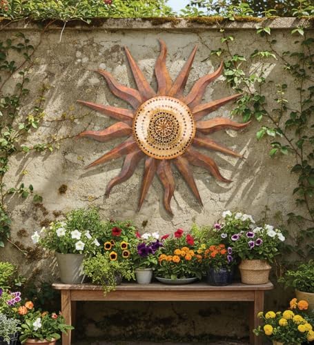 Regal Art & Gift Large Metal Sun Wall Decor, Indoor & Outdoor Sunburst Art - Image 2