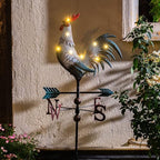 TERESA'S COLLECTIONS Garden Decor with Solar Outdoor Lights, White Rooster Yard Art Sign for Outside, 39.4'' Metal Weathervane Decorative Garden Stake for Outdoor Decor, Lawn, Gifts for Fathers Day - Image 2
