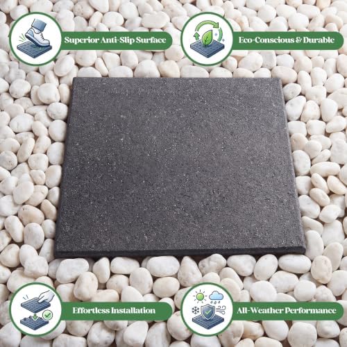 Nuanchu 8 Pcs Rubber Stepping Stones Outdoor 12 x 12 Inch, Square, Gray - Image 4