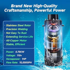 RELIY Pond Fountain Aerator, 15000 GPH 110V 1HP Fountain Pump, Fully Automatic Powerful Lake Floating Fountain, 100 FT Power Cord, 2x100 FT Traction Rope, Pond Fountains For Large Ponds - Image 2