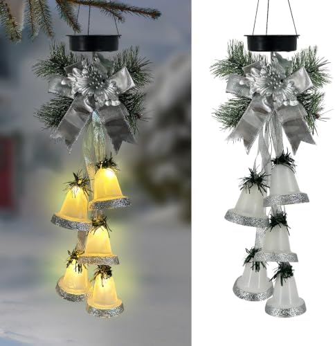 Christmas Bells Solar Mobile Lights,Wind Chimes for Outside & Hanging Decor by HomeGardenDecorations
