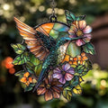 Flowers and Hummingbird Acrylic Suncatcher by AVAGAN