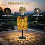 2PCS Solar Table Lamps Outdoor, Rattan Solar Lanterns Outdoor, Waterproof Wicker Lanterns Outd-oor, Rechargeable Table Top So-lar Lights LED Boho Lant-erns Out-Door for Balcony Patio Yard Lawn - Image 6