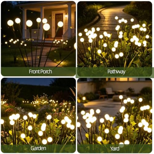 4 Pack Firefly Solar Garden Lights, Swaying Outdoor Decor for Yard - Image 6