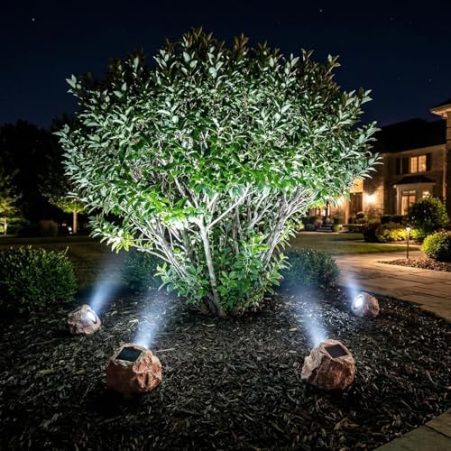 Candieslife Solar Rock Lights Outdoor Garden Waterproof - Super Bright LED Solar Spotlights, Solar Powered Landscape Path Decorative Garden Stone Lights for Pathway, Walkway, Yard, Patio (2 Pack) - Image 4