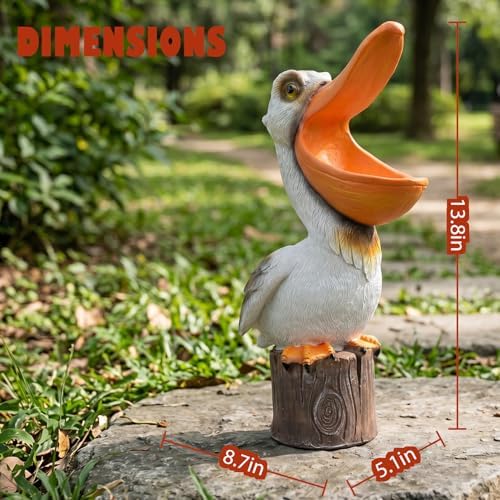 Elenon 14 Inch High Pelican Garden Statue Outdoor Decor - Image 3