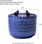 Glitzhome 14.75”H Outdoor Ceramic Garden Water Fountain with LED Lights and Pump, Two Birds Embossed Leaf Pattern Patio Fountain Floor Standing Bird Bath Fountains for Porch Deck Backyard, Cobalt Blue - Image 5