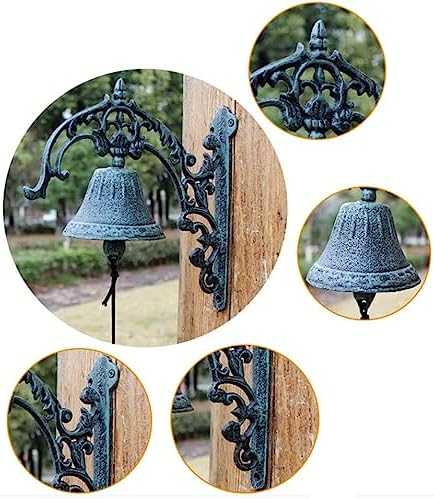 Cast Iron Doorbell Dinner Bell Farmhouse Dinner Bell Outside Wall Mounted Doorbell, Front Door Shop Entrance Porch Antique Decorative Hanging Bell, Indoor Outdoor Pretty Wall Ornamental Hand Bell - Image 4
