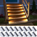 NIORSUN Solar Step Lights 16 Pack - Outdoor Stair Lights with 3000K Warm White & 6000K Cool Daylight, IP67 Waterproof, Auto On/Off, Super Bright for Deck, Patio, Steps by NIORSUN