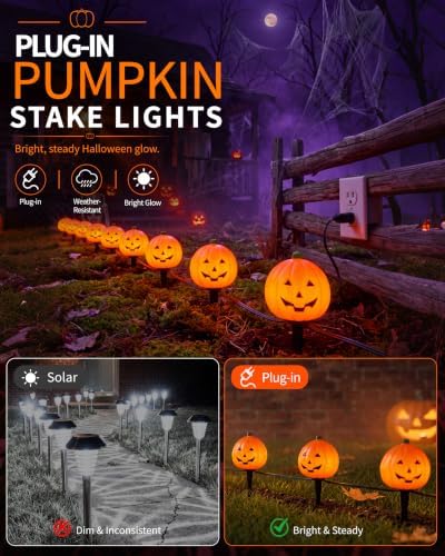Halloween Pumpkin Pathway Lights, 4PCS Pumpkin Lights with Stakes - Image 3