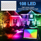 T-SUN RGB Led Flood Light 100W,1000W Equivalent 10000LM Outdoor Flood Light - Image 2