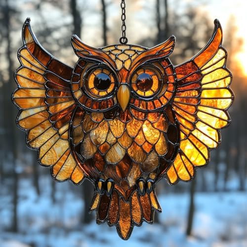 Owl Tiffany Style Acrylic Suncatcher by AVAGAN
