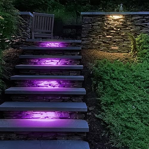 12 Inch Retaining Wall Lights,7W LED Hardscape Lighting,280LM RGB Color Changing Outdoor Step Lights,IP65 Waterproof 12V-24V Low Voltage Landscape Lights For Patio Walls Stairs,90CRI Connectors - Image 5