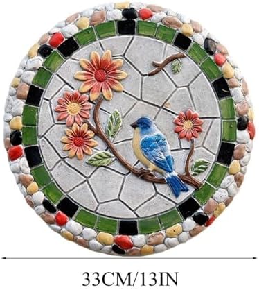 Colorful Garden Stepping Stones for The Lawn, Decorative Stepping Stones with Animal and Plant, Funny Dragonfly Garden Decor, Round Butterfly Garden Stones(A) - Image 2