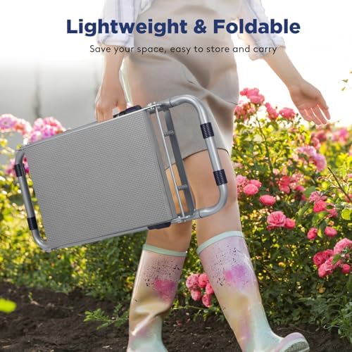 Tovve Foldable Garden Kneeler and Seat, Heavy Duty Garden Stool with 10" Wide Detachable Kneeling Pad, Portable Garden Bench Chair with Large Garden Tool Bag, Gardening Gifts for Women, Seniors, Mom - Image 5