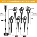 LED Spotlights Outdoor,Low Voltage Landscape Lighting IP65 Waterproof with US Plug, 3000K Warm White Outdoor Spot Lights for Yard Flag Pole House Garden Tree(6-in-1) - Image 4