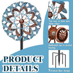 360° Wind Spinners Outdoor, Wind Sculptures Windmill with Metal Stake, 63.2" Kinetic Large Metal Yard Art Decor Spinners Pinwheels for Garden Outside Patio Lawn - Image 4