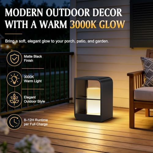 11" Solar Lanterns Outdoor Waterproof Outdoor Desk Lamp with Remote - Image 2