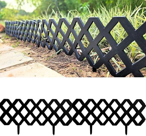 LaLaGreen Garden Edging Border (23x8.5in, 10 Pack) Black Plastic Fence by L%C3%A1L%C3%A1Green