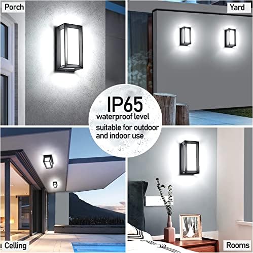 Sytmhoe Porch Lights Outdoor Wall Sconce, 24W 2400LM 5000K Modern LED Porch & Patio Lights, Aluminum Exterior Light Fixture Matt Black IP65 Waterproof for Hallway House Backyard Garage Lighting. - Image 3