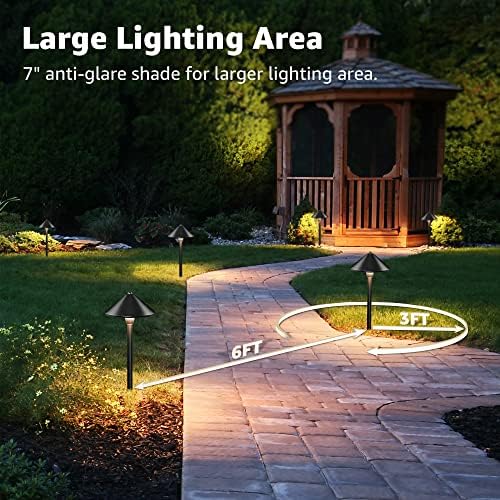 SUNVIE 12-Pack 7" Low Voltage Path Lights 3W 12-24V Black Cast-Aluminum - Image 4