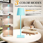 CHLORANTHUS 2 Pack Cordless Table Lamps, 3 Colors Stepless Dimming, 5000mAh Rechargeable Battery LED Desk Lamp for Bedroom/Couple Dinner/Desk/Cafe/Dining Room/Terrace - Image 7