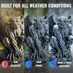 OLOMA Gothic Gargoyle Garden Statue Concrete Demon Fantasy Sculpture Mythical Monster Guardian Figurine Cement Grotesque Ornament Medieval Beast Yard Art Handcrafted Outdoor Patio Yard Porch Accent - Image 5