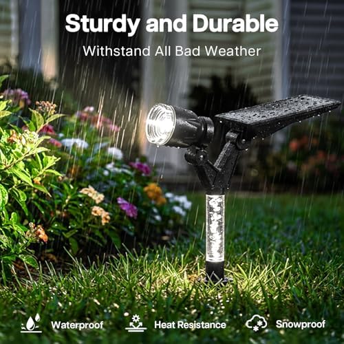 Solar Spot Lights Outdoor Waterproof Spotlights, Cool White 4 Pack - Image 5