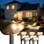 Solar Spot Lights Outdoor Adjustable Beam & PC Light Guide Column, 6 Pack Solar Lights Outdoor Waterproof IP65, 2 Modes & Auto On/Off Landscape Spotlights for Garden, Yard, Pathway, Tree (Warm Yellow) by Unknown