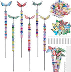 FREEBLOSS 140Pcs Beaded Garden Stakes Kit DIY Fairy Wand Garden Stake Beads Kits Butterfly Beaded Stakes with 100pcs Colorful Beads DIY Yard Stake for Outdoor Decoration by FreeandCreativeCraftsArt