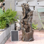 39.37" Tall Solar Water Fountain Outdoor Garden Faux Tree Stump by Pivotify