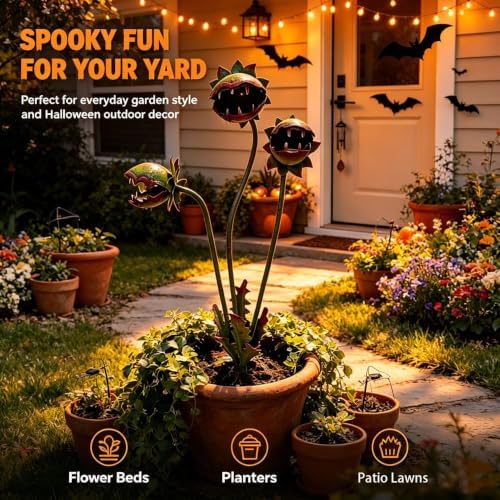 Carnivorous Plant Decorative Planter Garden Stake, 25 Inch Large Resin Venus Flytrap Sculpture, Weird Gothic Garden Decor for Outdoor Patio Lawn, Funny Succulent Planter for Indoor Home Decor (2) - Image 7
