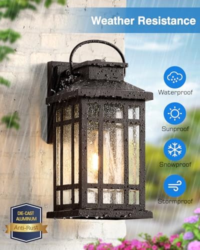 Exterior Lighting Fixtures, Oil Rubbed Bronze Dusk to Dawn Outdoor Light, 100% Aluminum Outdoor Porch Lights Wall Mount, Waterproof Exterior Wall Sconce for Patio, 2-pack Outside Garage Lantern - Image 3