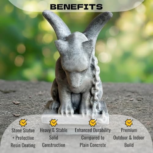 OLOMA Gothic Gargoyle Concrete Garden Statue Fantasy Outdoor Decor Handmade Dragon Sculpture Cement Mystical Creature Accent Art Patio Yard Lawn Porch Entryway Decor Mystery Lover Gift - Image 2