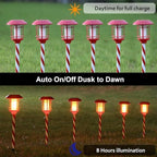 Dynaming 6 Pack Christmas Solar Flame Garden Lights Outdoor, Dual Use Flickering Flame Torch Candy Cane Pathway Marker, Xmas Hanging Lantern Lights, Waterproof & Auto On/Off for Patio Walkway Driveway - Image 3