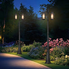 PARTPHONER Modern Outdoor Lamp Post Light 2-Head, Hardwired Street Light Post for Outside Metal Pole Light Outdoor Lighting with Water Glass Shade for Garden Patio Backyard Walkway Driveway - Image 6