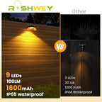 ROSHWEY Solar Gutter Lights, Fence Lights for Wall Deck-Warm White-6P-Black - Image 6