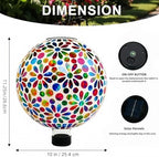 VOREEN Solar Gazing Ball, 10" Mosaic Glass Gazing Globe with Solar Light, Handmade Outdoor Patio Lawn Garden Decor Sphere, Colorful Daisy Design - Image 6