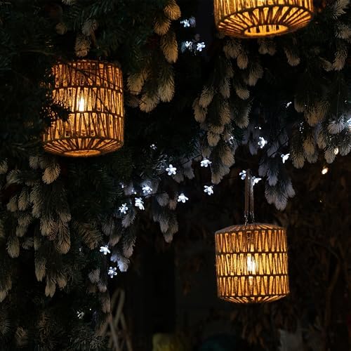 Cooo Large Solar Rope Lantern Outdoor Hanging – Handwoven Jute Rope Lantern with Warm Edison Bulb, IP65 Waterproof Solar Powered Garden Light for Porch Patio, Yard Christmas Decorations, 8.27” Tall - Image 6