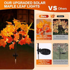 8Pack Fall Solar Lights Outdoor Decorative, Waterproof 160Led Orange Fall Lights with 320 Maple Leaves Path Lights, Solar Lights for Fall Autumn Patio Garden Halloween Thanksgiving Decorations - Image 2
