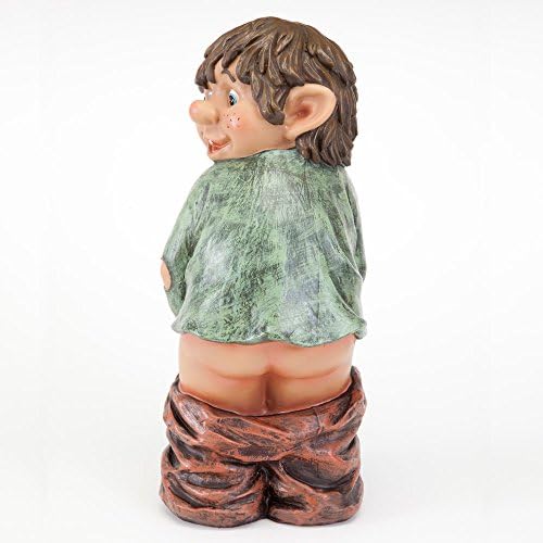 Bits and Pieces - Caught with His Pants Down Garden Statue - Naughty Gnome Yard Art, Funny Elf - Polyresin Statue Measures 13-1/2" High x 5" Wide - Image 5