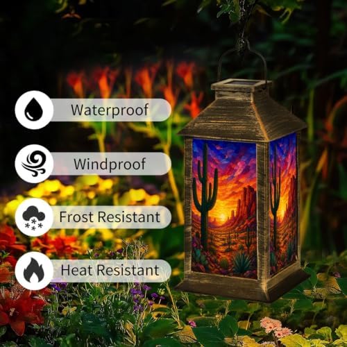 Stained Glass Cactus Art Solar Lanterns Outdoor Waterproof - Image 2